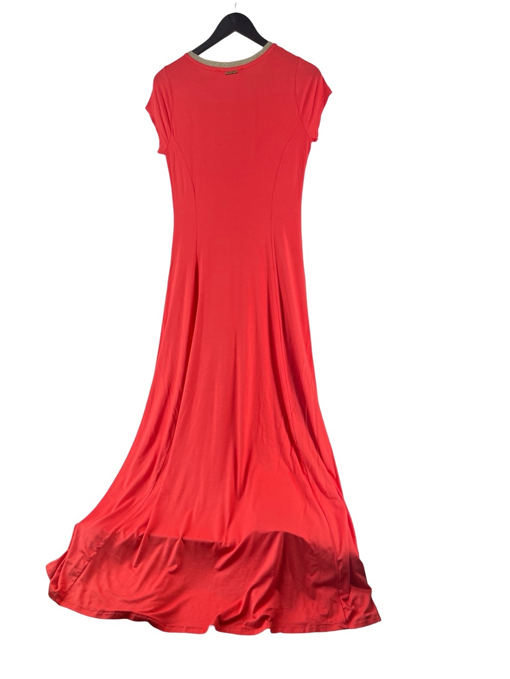 Michael Michael Kors Coral Maxi Dress Gold Trim Stretch Knit Medium - Picture 3 of 12